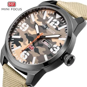 0032 Men’s Quartz Watch Nylon Strap Camouflage Dial Auto Date Sports Wrist Watch