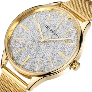 0044L Fashion Round Waterproof Versatile Street Fashion Timing Montre Business Stainless Steel Mesh Party Women’s Quartz Watch
