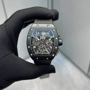 011 Ceramic Barrel Shaped Chronograph Skeleton Dial Rubber Strap Men’s Mechanical Watch