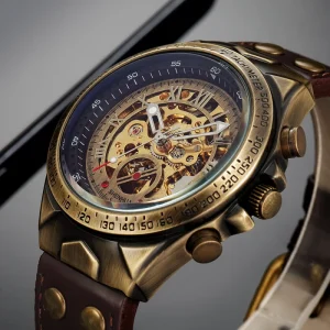 02 Watch Vintage Automatic Mechanical Transparent Skeleton Watch Self Winding Men Watch