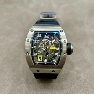 030 Titanium Alloy Tonneau Case Mechanical Chronograph Men Watch with Integrated Movement Rubber Strap
