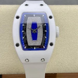 07 01 Mechanical Watch High Quality White Ceramic Diamond Inlaid Hollow Dial Women’s Luxury Business Leisure Watch