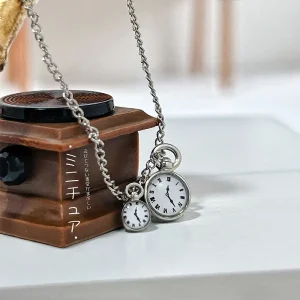 1:12 Doll House Accessories Mini Metal Tuo Watch Pocket Watch Hanging Table Miniature Food Toy Model Scene Decoration Ornaments