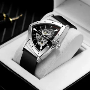 1 PCS Triangle Skeleton Automatic Watch with Sunglasses Gift