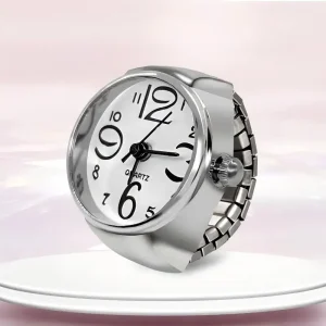 10 Colors Luxury Round Ring Watch Alloy Finger Watch Colorful Numeral Quartz Watch Ring Stainless Steel Elastic Band Unisex