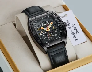 1005A Factory Custom Watch Skeleton Rectangle Mechanical Automatic Watch for Men