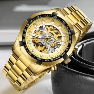1010 Stainless Steel Strap Luminous Mechanical Automatic Tourbillon Watch Skeleton Hollow Men’s Watch