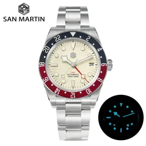 10atm GMT Bidirectional Aluminum Bezel 316L Stainless Steel Sapphire Glass Dress Diver Watch