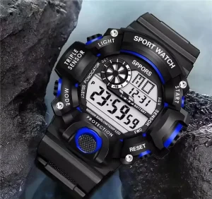 10mm Luxury Analog Digital Sport Wrist Watch for Men Fashionable Waterproof 50mm Dial Diameter Plastic Dial