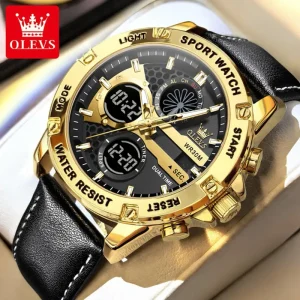 1110 Leather Strap Quartz Watch Chronograph Calendar Luminous Hands Waterproof Date Wristwatch for Men