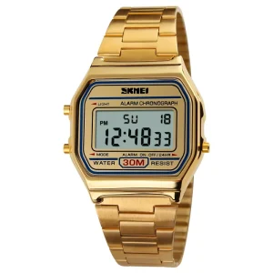 1123 Gold Plated Digital Wristwatch for Men Slim