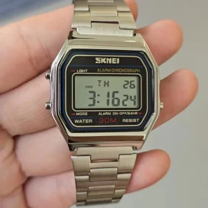1123 Square Luminous LED Display Vintage Digital Men’s Watch Alloy Case