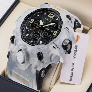 1155 Men’s Sport Wrist Watch Fashionable Analog Digital Dual Time Waterproof Oval Alarm Relojes