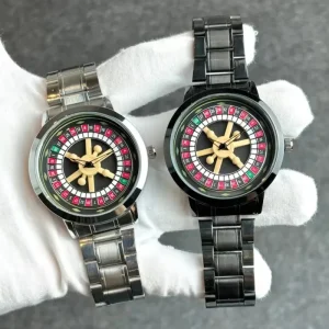 1182 Black Poker Wheel Lucky Quartz Watch Waterproof Game Gambling Dial Men’s Sports Luxury Wristwatch