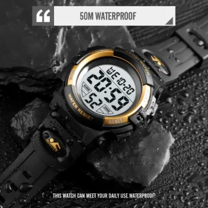1266 Digital Waterproof Sports Watch 5BAR Water Resistance ABS Case PU Band Resin Dial Limited Edition