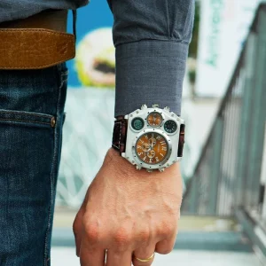 1349 Male Sports Watch Multiple Time Zone Quartz Big Dial Casual Wristwatch