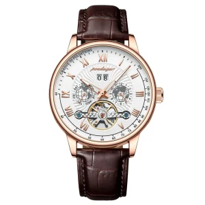 1409 Genuine Leather Waterproof Original Man Watch Automatic Mechanical Watch for Men Luxury Skeleton Wristwatches