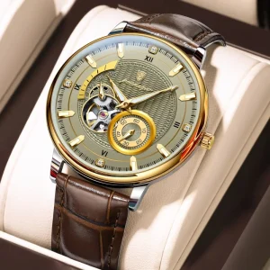 1416 Sports Luxury Men’s Watch Waterproof Luminous Hollow Tourbillon Automatic Mechanical Leather