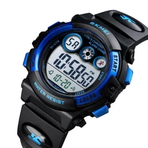 1451 Sports Digital Watch Colourful LED Display 5ATM Water Resistant Durable ABS Case TPU Band Alarm Kids Wristwatch