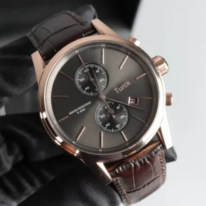 1513281 Men’s Diver Sport Chronograph Quartz Watch Leather Strap 20mm Calendar Analog