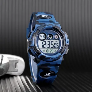1547 Digital Sport Watch Water Resistant with LED Display and Alarm ABS Case Resin Dial PU Band