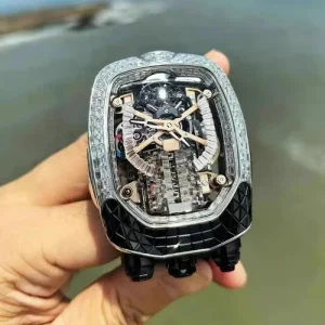 16 Cylinder Engine Luxury Mechanical Watch Tourbillon Diamond Inlaid Watch