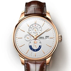 16066 Automatic Watch Men Stainless Steel Case Leather Wrist Watch