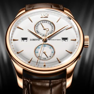 18003 for HAIOU Mechanical Stainless Steel Sapphire Crystal Luxury Leather Men’s Watch Water Resistant 5BAR 5 Colors Pointer