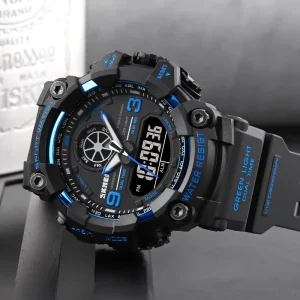 1818 Sport Digital Fashion Watch with LED Display 5ATM Water Resistant ABS Case Alarm