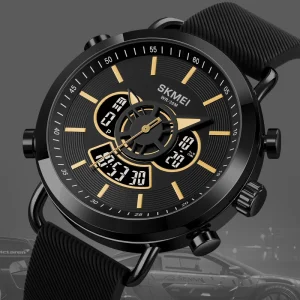 1860 Digital Hand Watch Simple Design Waterproof Silicone Band Unisex Casual Style