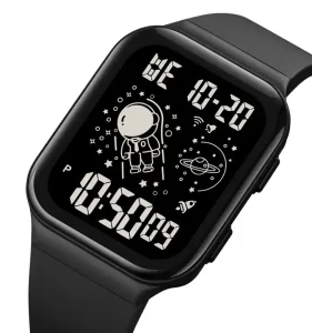 1863 Stopwatch 5ATM Waterproof Square Dial Unisex Digital Watch LED Electronic Watch