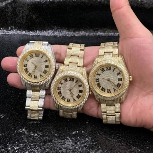18K Gold Iced Out Watch Luxury VVS Moissanite Diamond Miyota Movement 41MM Dial Stainless Steel Automatic Watch