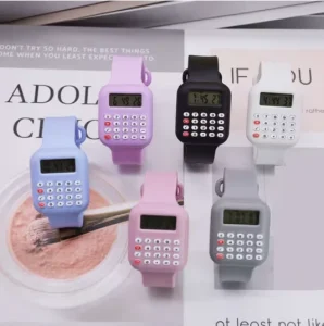 1pc Trendy Silicone Strap Digital Calculator Watch for Students Square Face Multi Color Option N2604111