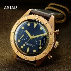 1pcs Custom Logo Limited Edition 200m Dome Bronze Dive Diver ETA7753 Chronograph Mechanical Automatic Watch