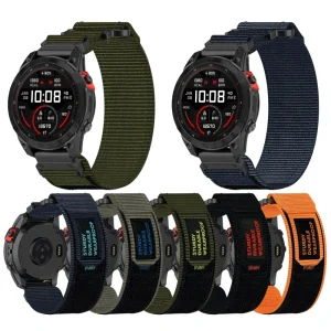 20 22 26mm Quick Release Nylon Watch Band for Garmin Fenix 8 7X 6 5 Rugged Breathable Hook & Loop Strap for Outdoor Hiking
