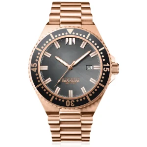 20 Atm Stainless Steel Automatic Mens Watch Rose Gold Diving Watch