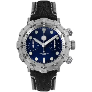 20ATM Grade 5 Titanium ETA7753 Chronograph Diver Shark Leather Automatic Mechanical Men Watch