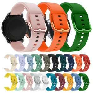 20mm 22mm Metal Buckle Silicone Sports Replacement Wrist Watch Band Strap for Samsung Galaxy Watch Active