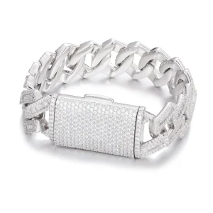 20mm Cuban Chain Bracelet with Zirconium Ice-effect Finish 18K Gold-plated Hip-hop Style Party Occasion