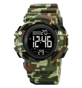 2195 Sport Digital Watch for Men TPU Band Stainless Steel Back 5ATM Waterproof Stop Watch 6 Colors