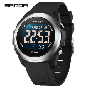 2199 Dual Time Digital Watch for Men Fashion Sports LED Display Multi Functional Stopwatch Montres Hommes