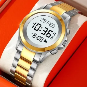 2270 Stainless Steel Digital Watch Fashion Oibla Display Hijri Calendar Countdown Stopwatch Waterproof Electronic Clock