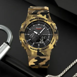 2351 Sport Watch Electronic Unisex Water Resistant 5BAR Chronograph Luminous Digital Display