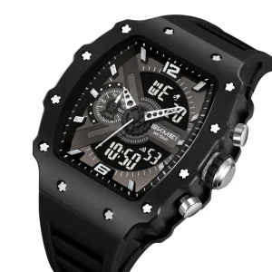2398 Luxury Sport Oval Men’s Watch Water Resistant Alarm Stainless Steel Band Digital Display