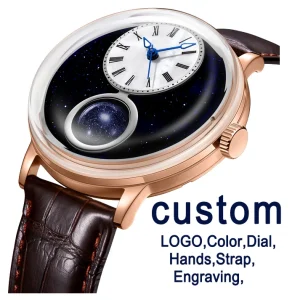 24 Hours Display 3D Rotating Lapis Lazuli Mechanical Automatic Watch Customized Logo Men’s Wristwatch Manufacturers OEM