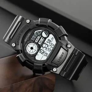 2403 Digital Movement 5ATM Men’s Sport Wristwatch Resin Mirror Countdown Function LED Watch