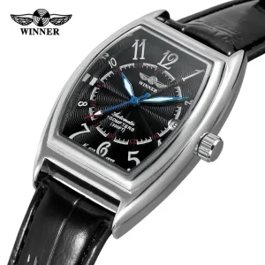 243 Automatic Mechanical Watch Men Leather Strap Calendar Business Style Classic Wristwatch