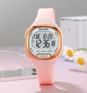 2457 Women’s Sports Digital Watch, 5BAR Water Resistant, Round Case, Quartz, Buckle Clasp