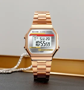 2514 Square Digital Wristwatch for Men Luxury Metal Waterproof 30m Gift Box