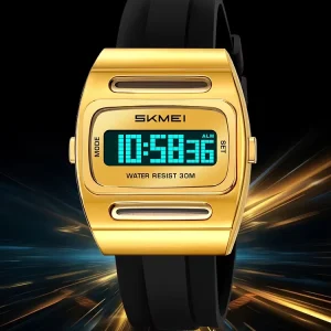 2563 Luxury Silicone Digital Watch for Men Water Resistant Solar Movement Stopwatch
